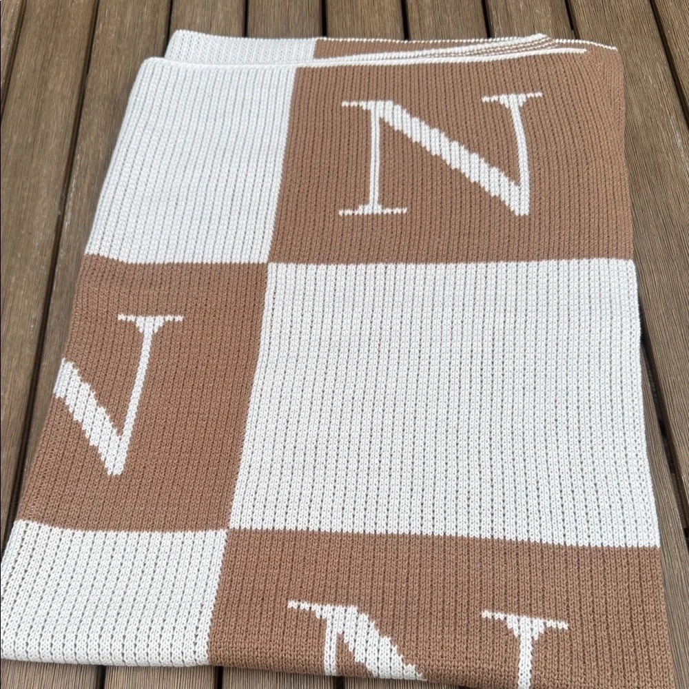 Butterscotch Blankees Monogram “N” Knit Throw Blanket